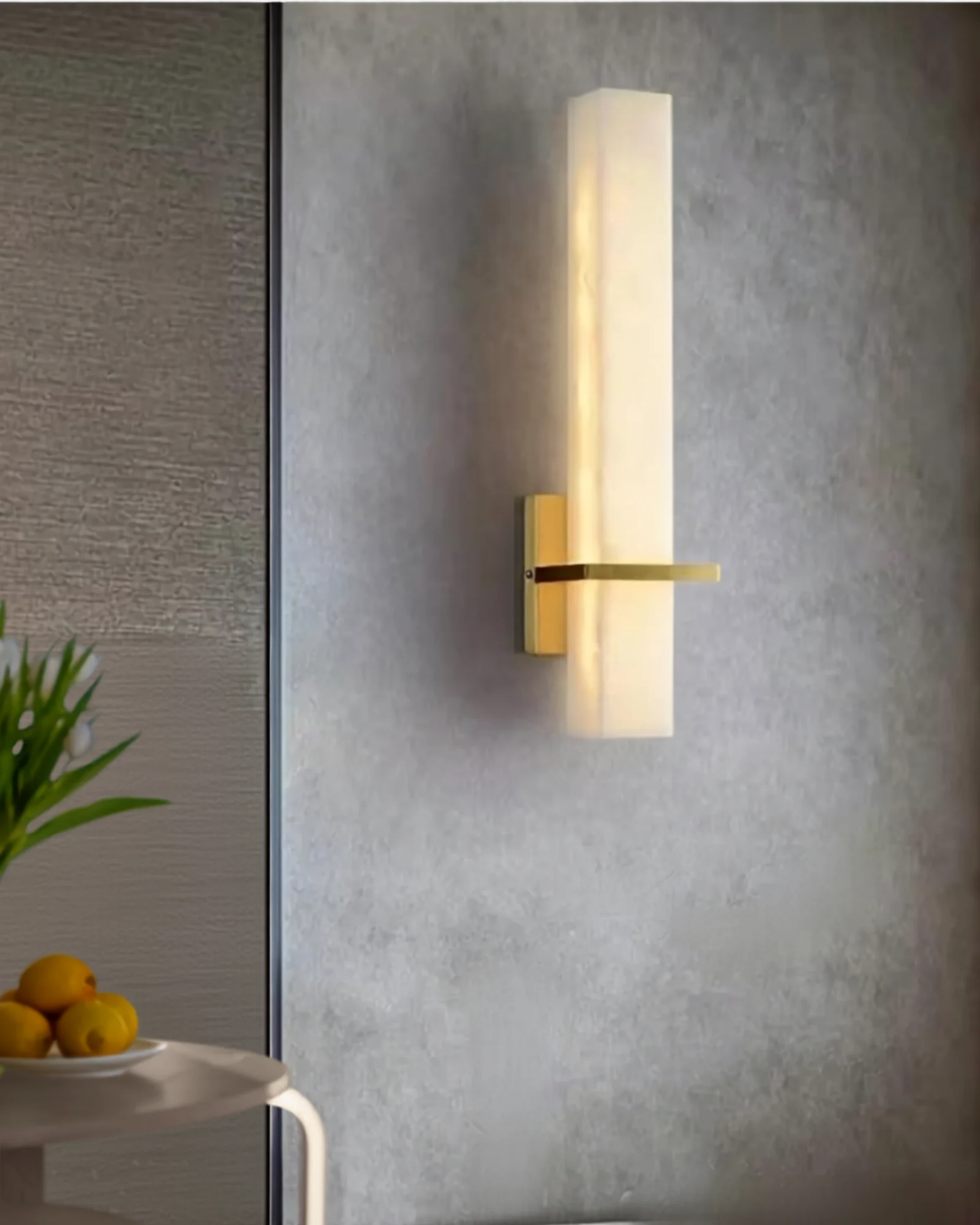 Marble and brass LED wall sconce